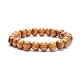 Stretch-Armband mit runden Perlen aus Naturholz BJEW-JB08214-1