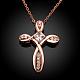 Ожерелья с подвесками в виде креста из натурального розового золота из латуни с кубическим цирконием NJEW-BB05740-RG-2