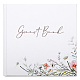 紙の結婚式のゲストブックのメモ帳  結婚式の装飾のため  花の長方形  ホワイト  215x213x15.5mm AJEW-WH0348-156-1