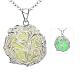 Zinc Alloy Wire Wrapped Round Noctilucent Necklaces NJEW-BB03077-A-1