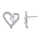Clear Cubic Zirconia Heart Stud Earrings EJEW-N012-51P-A-3