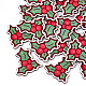 プリントバスウッドペンダント  バックランダムカラー  クリスマスヒイラギの葉  グリーン  44.5x41x3mm  穴：1.8mm X-WOOD-S045-055-1