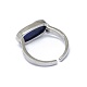 調整可能な天然の宝石の指輪  真鍮パーツ  オーバル  サイズ6  17mm RJEW-L089-11M-4