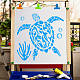 ペットのプラスチック製の描画絵画ステンシルテンプレート  正方形  乳白色  ウミガメの模様  30x30cm DIY-WH0244-134-5