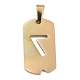 イオンメッキ304ステンレス鋼ペンダント  手動研磨  数の長方形  ゴールドカラー  NUM。7  27.5x14.5x1.5mm  穴：3.5mm STAS-O127-D07-2