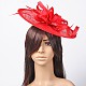 Women's Carnival Party Accessories Hair Jewelry Fascinator Veil Organza Feather Flower Hair Bands OHAR-S173-01-3
