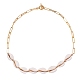 Ожерелье с подвеской из натуральных бусин из ракушек каури с цепочками из скрепок для женщин NJEW-SW00008-1