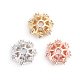 Capuchons de perles fantaisie en zircone cubique transparente en micro-pavé en laiton à plusieurs pétales KK-I671-02-1