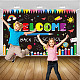 ポリエステルハンギングバナー子供の誕生日  誕生日パーティーのアイデアサイン用品  学校へようこそ  カラフル  180x110cm AJEW-WH0190-012-5