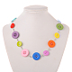 Piatti set di gioielli pulsante rotondo in resina colorata: bracciali e collane SJEW-JS00791-5