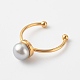 Shell Pearl Round Beads Cuff Rings RJEW-JR00375-6