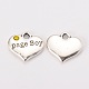 Wedding Theme Antique Silver Tone Tibetan Style Heart with Page Boy Rhinestone Charms TIBEP-N005-14-2