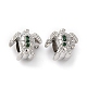 Perline in stile europeo con strass color smeraldo in lega di placcatura a cremagliera MPDL-L032-VF946-1-1