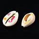Printed Natural Cowrie Shell Beads SSHEL-N032-33-3