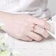 Романтический корейском стиле латунь Цирконий розы обручальные свадебные кольца перста RJEW-BB00168-02-5