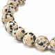 Bracelet extensible en perles rondes en bois naturel et pierre BJEW-JB07817-6