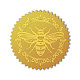 自己接着金箔エンボスステッカー  メダル装飾ステッカー  ミツバチ  5x5cm DIY-WH0211-364-1