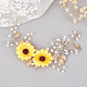 CRASPIRE Sunflower Hair Vine Bridal Hair Accessory Handmade Crystal Pearl Bridal Headband Wedding Headpiece Hair Bands for her AJEW-WH0258-256-6