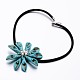 Dyed Natrual Howlite Flower Pendant Necklaces NJEW-I201-03A-1