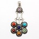 Vintage Chakra Jewelry Alloy Bezel Gemstone Big Pendants G-M039-04-1
