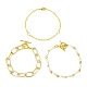 Set di braccialetti a catena a maglie con perline acriliche con 3 graffetta in alluminio stile 3 e cordolo in ottone e perle finte BJEW-FS0001-08-4