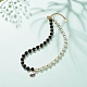 Alloy Eaneml Yin Yang Charm Necklace with Plastic Imitation Pearl Beaded for Women NJEW-JN03913-2