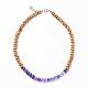Wood and Natural Amethyst Beaded Necklaces NJEW-JN01817-04-1