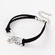 Infinity with Love Antique Silver Plated Alloy Faux Suede Cord Link Bracelets BJEW-JB02049-2