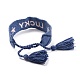 Word Lucky Polycotton(Polyester Cotton) Braided Bracelet with Tassel Charm BJEW-F429-08-3