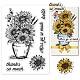 PH PandaHall Sunflower Bouquet Clear Stamp DIY-WH0618-0029-1