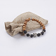 Bracelets extensibles perlés en pierre de lave naturelle BJEW-JB03555-4