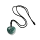 Natural Amazonite Heart Pendants Necklace NJEW-B093-01-3