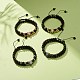 2pcs 2 bracelets de perles tressées en obsidienne naturelle et hématite synthétique serties de léopard en zircone cubique BJEW-JB08119-2