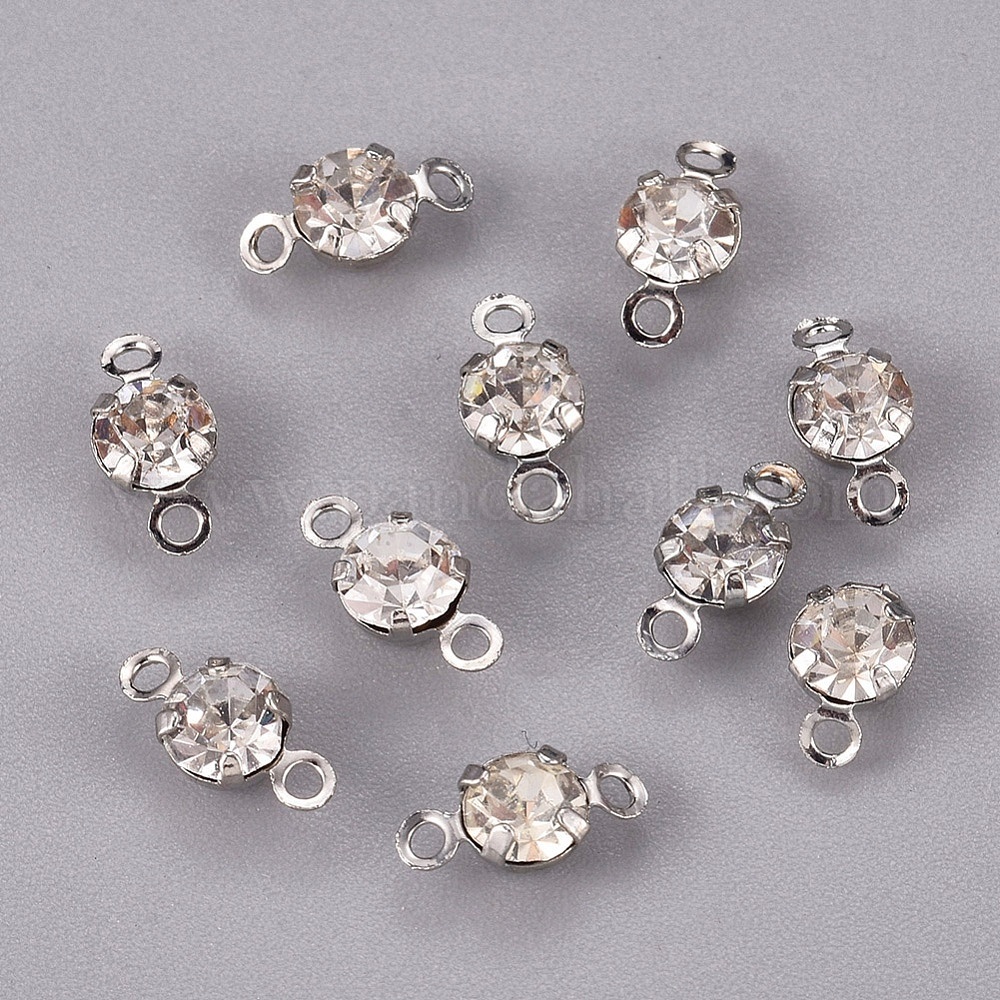Wholesale Platinum Tone Clear Color Brass Middle East Rhinestone Links connectors