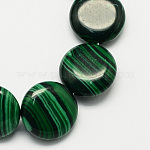 Синтетические нити малахит из бисера, плоско-круглые, зелёные, 16x5 мм, отверстие : 1 мм, около 25 шт / нитка, 16.5 дюйм