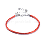 Нейлона шнур браслеты, браслеты с красной нитью, с застежками из лобстера из цинкового сплава и железными цепями-удлинителями, красные, 7-1/4 дюйм ~ 7-3/4 дюйма (18.5~19.7 см)