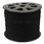 Замша Faux шнуры, искусственная замшевая кружева, чёрные, 4x1.5 мм, 100 ярдов / рулон