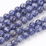 Brins de perles de jaspe de tache bleue naturelle, ronde, 8mm, Trou: 1mm, Environ 45~47 pcs/chapelet, 15.7 pouce