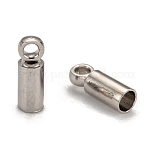 Brass Cord Ends, End Caps, Nickel Free, Platinum, 8x2.8mm, Hole: 1.5mm, 2mm inner diameter