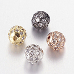Messing Mikro ebnen Zirkonia Perlen, Runde, nickelfrei und bleifrei und cadmiumfrei, Transparent, Mischfarbe, 4 mm, Bohrung: 0.7 mm