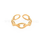 Ion Plating(IP) 304 Stainless Steel Cable Chain Shape Open Cuff Ring for Women RJEW-S405-178G
