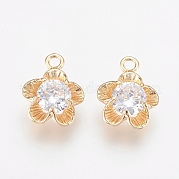 Brass Micro Pave Cubic Zirconia Charms KK-F759-11G-NF