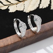 Серьги-кольца из латуни с прозрачным фианитом EJEW-Q014-20P