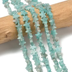 Abalorios naturales de amazonita hebras, estrella, 6x6x2mm, agujero: 0.7 mm, aproximamente 72 pcs / cadena, 14.96'' (38 cm)
