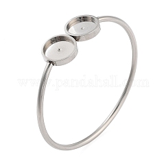 Bases de brazalete en blanco de acero inoxidable 304 resistentes al deslustre con bandeja redonda plana, color acero inoxidable, diámetro interior: 2-1/8 pulgada (5.4 cm), Bandeja: 12 mm