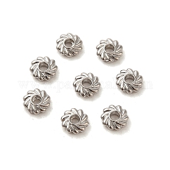 Cuentas espaciadoras de aleación ecológicas, Plateado de larga duración, Sin cadmio y níque y plomo, flor, Platino real plateado, 4.8x1.5mm, agujero: 1.2 mm