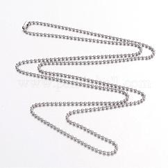 Fabricación de collares de acero inoxidable resistentes al deslustre, Cadenas de bolas de acero inoxidable, color acero inoxidable, 23.6 pulgada (60 cm), 1.5mm