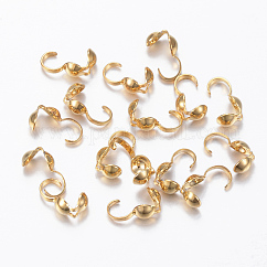 Perlenspitzen aus Edelstahl 304, Kalotte endet, Clamshell-Knotenabdeckung, echtes 24k vergoldet, 9x3.8x4 mm, Innendurchmesser: 3.5 mm