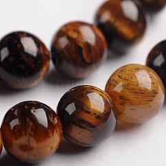 Tigre natural de la piedra preciosa del ojo hebras de perlas redondas, 6mm, agujero: 1 mm, aproximamente 63 pcs / cadena, 14.9 pulgada