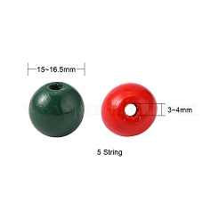 5 brins 5 styles brins de perles de bois naturel peintes à la bombe halloween&nbsp;WOOD-YW0001-04